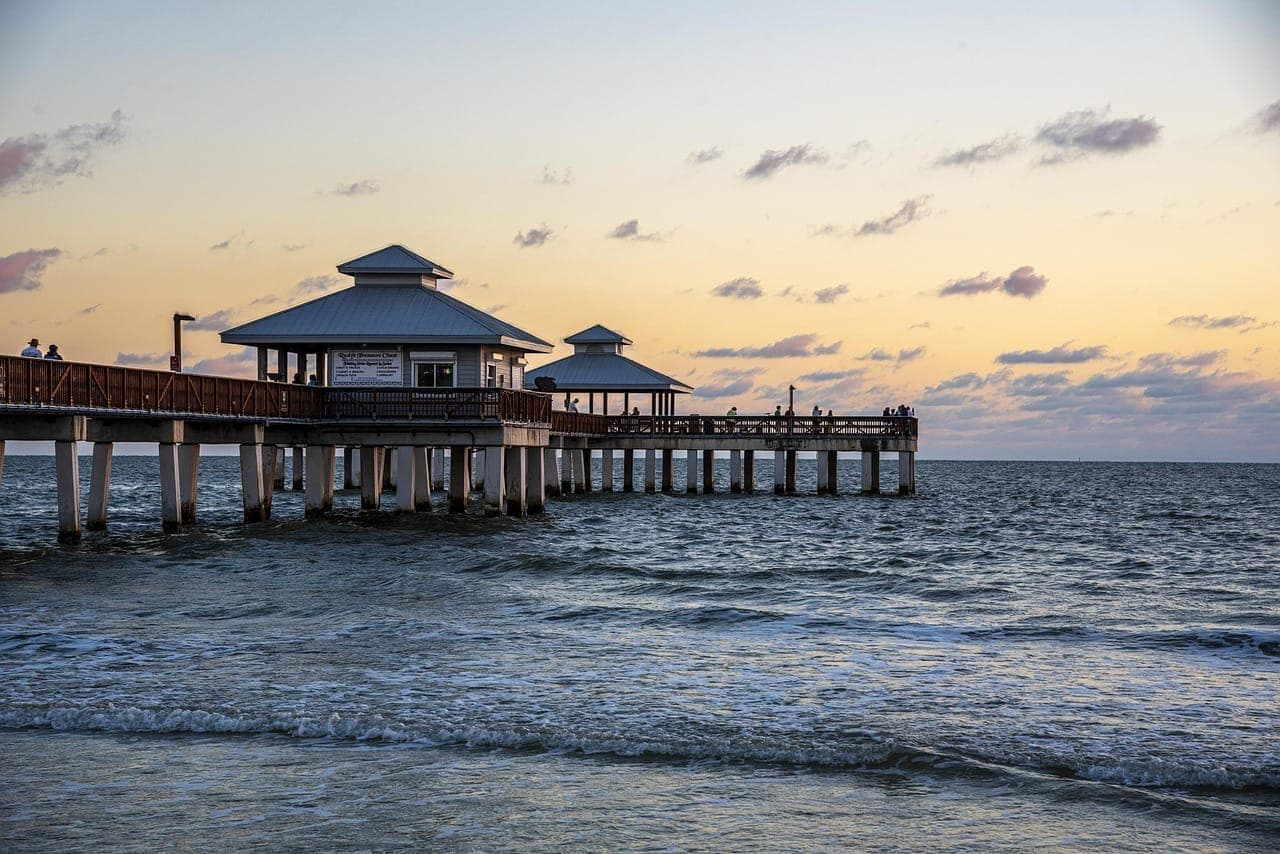 Jensen Beach Florida pier and ocean coastline
