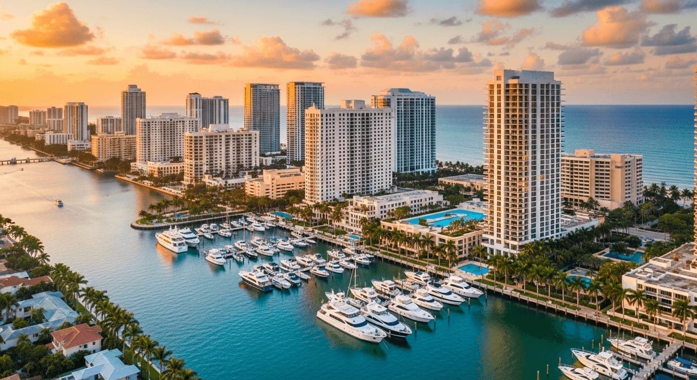 West Palm Beach Florida skyline and waterfront